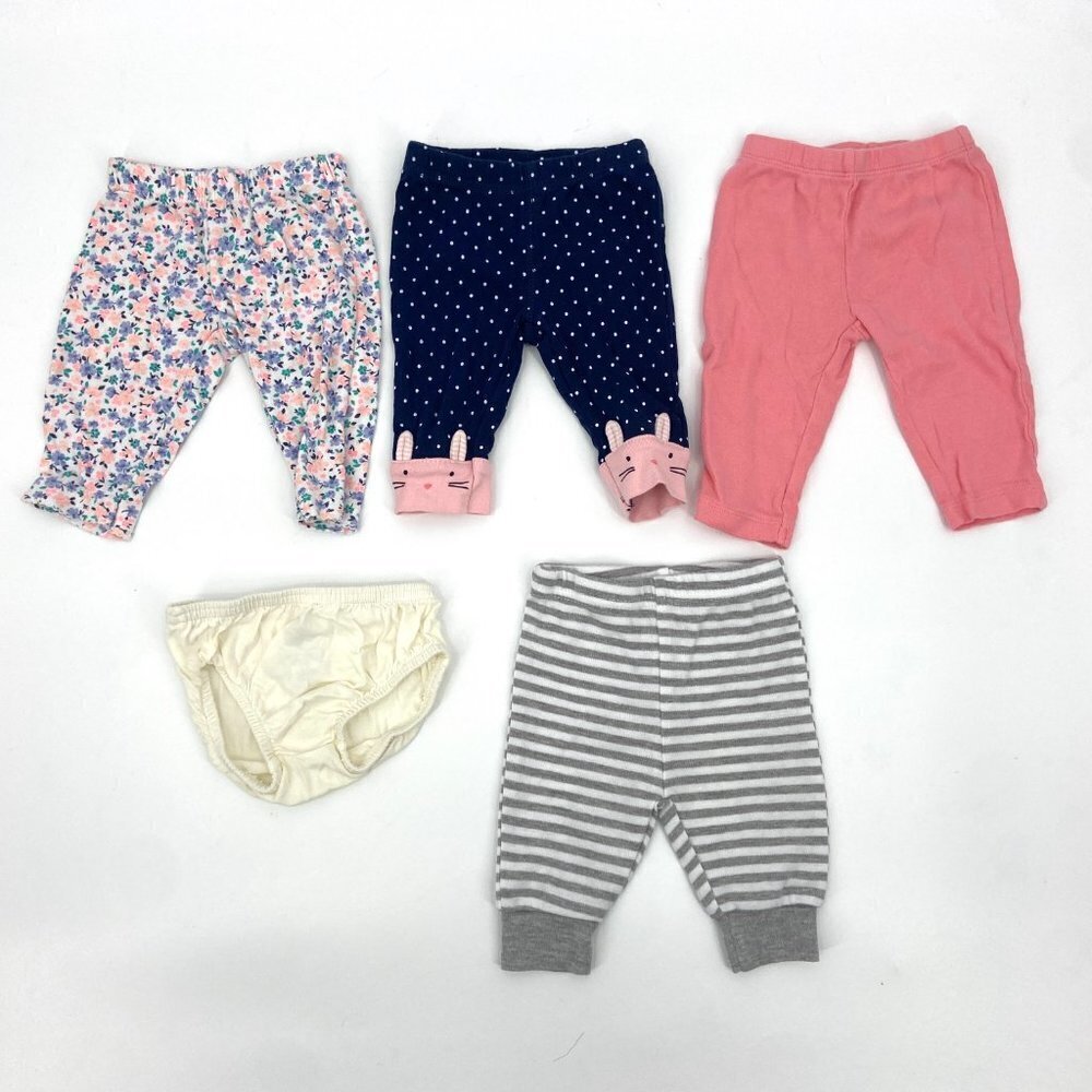 3 MONTHS Set of 5 Baby Girl Bottoms Pants Shorts Random Brands